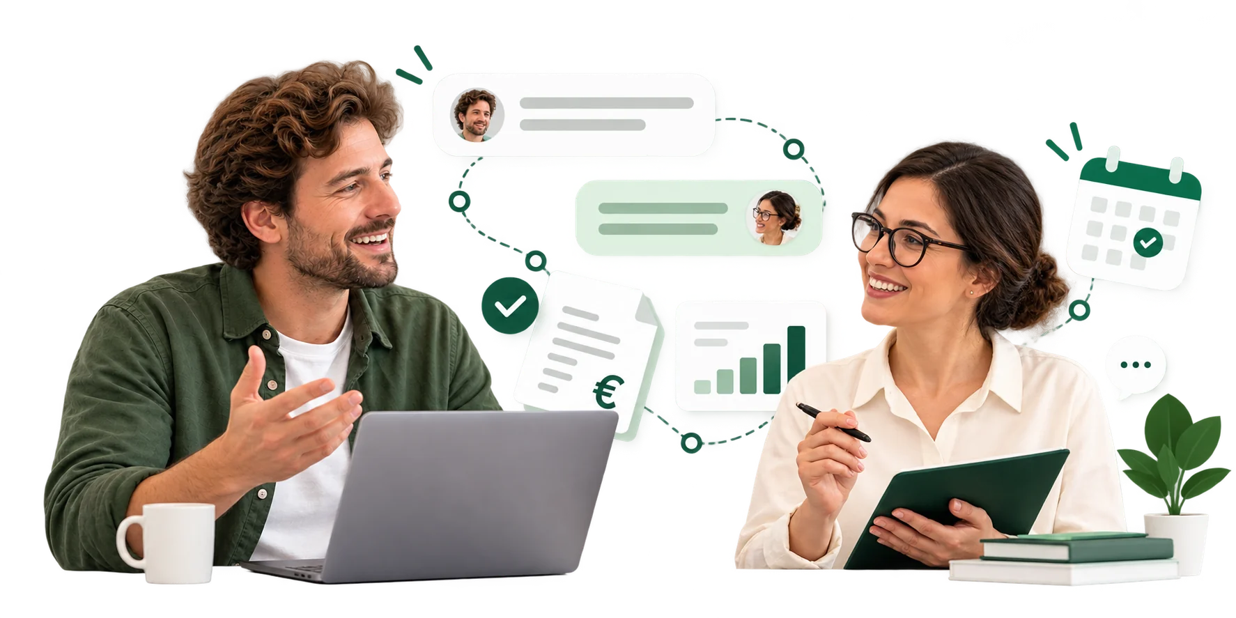 Entrepreneur communicating directly with a dedicated accountant at WorksForYou in Estonia.
